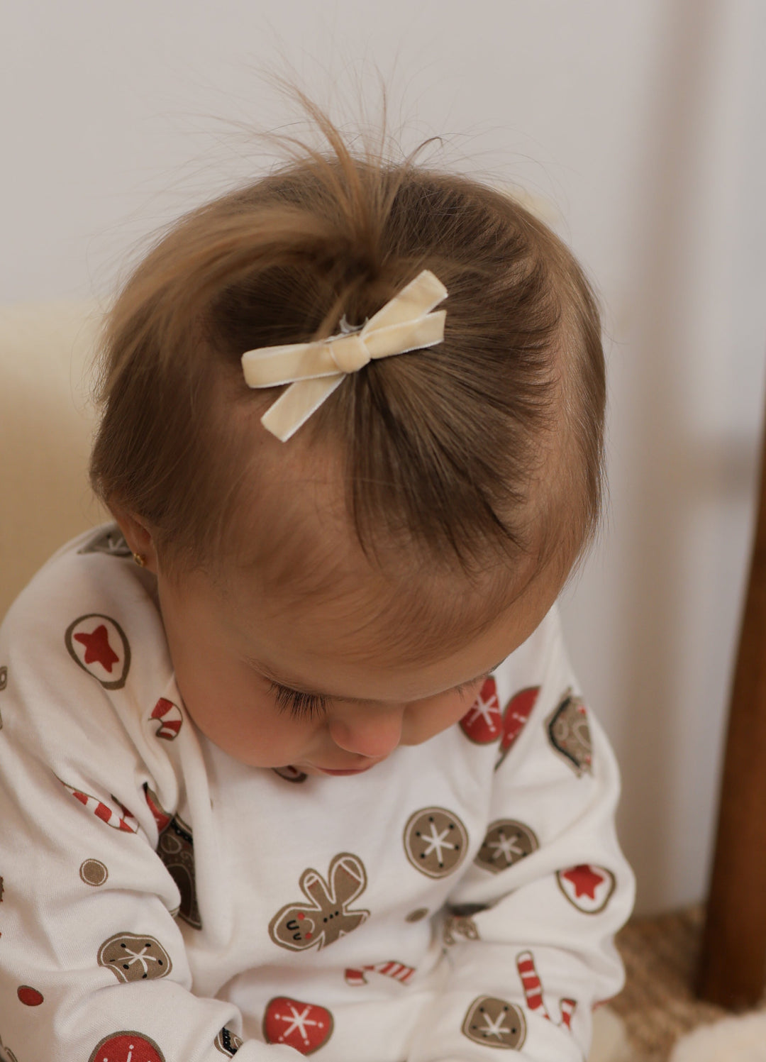 Bouclette Ruban de Velours - Crème et Rouge