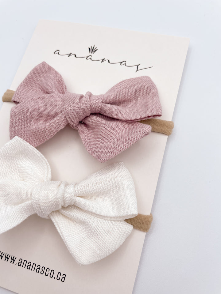 Boucles en lin - Blanc/Rose