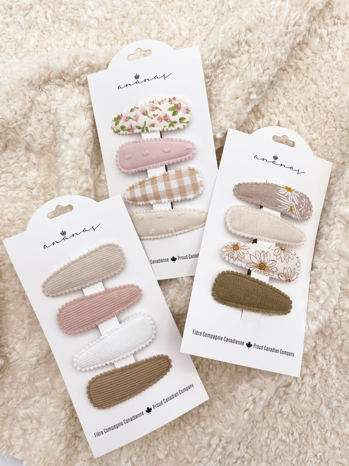 Barrettes en tissu - Floral Beige