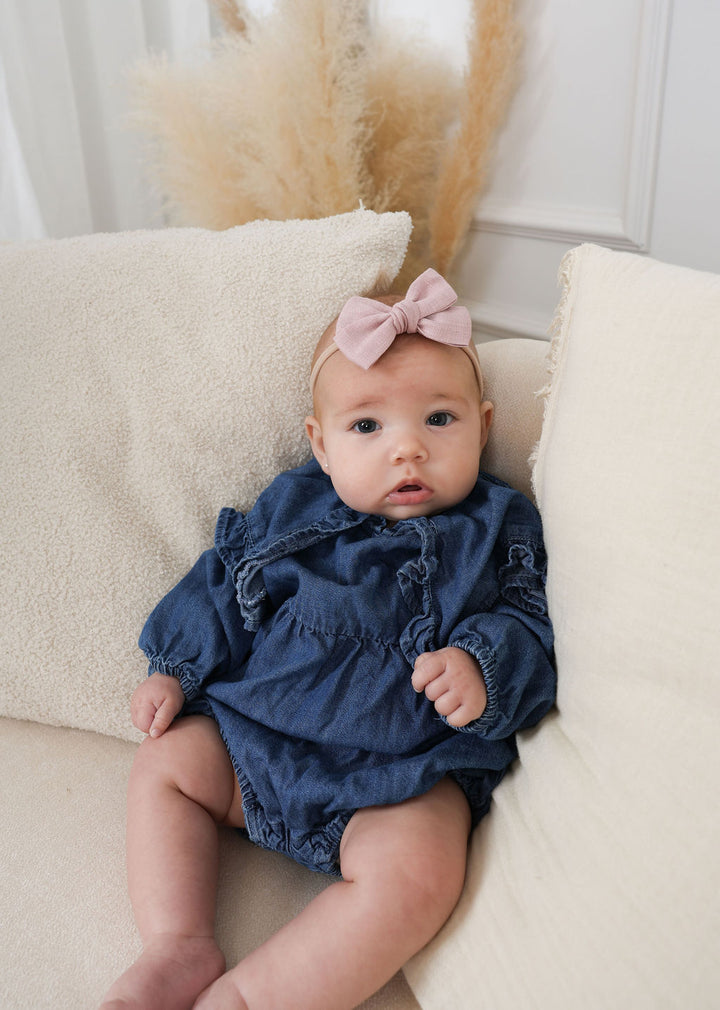 Boucles en lin - Blanc/Rose