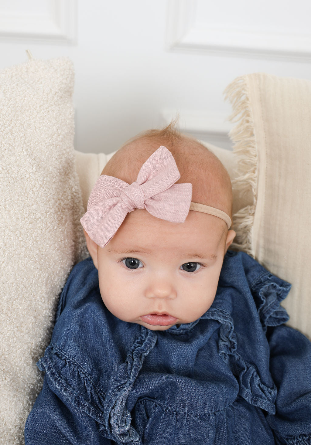 Boucles en lin - Blanc/Rose