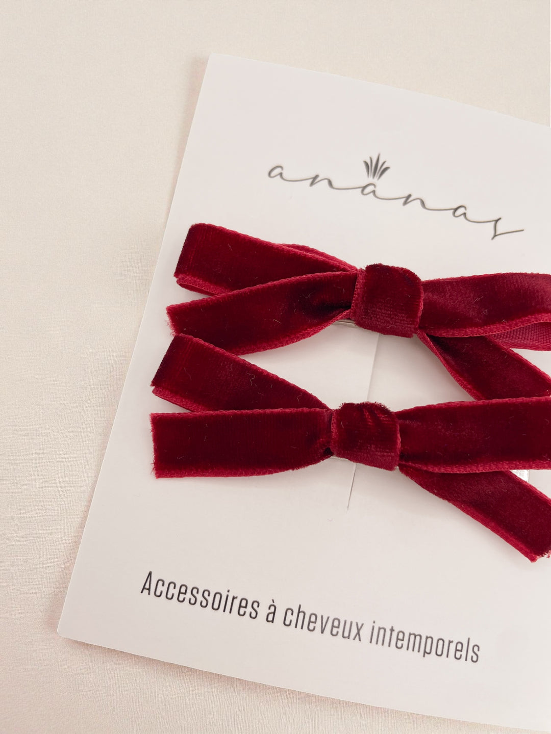 Bouclette Ruban de Velours - Pinces rouge