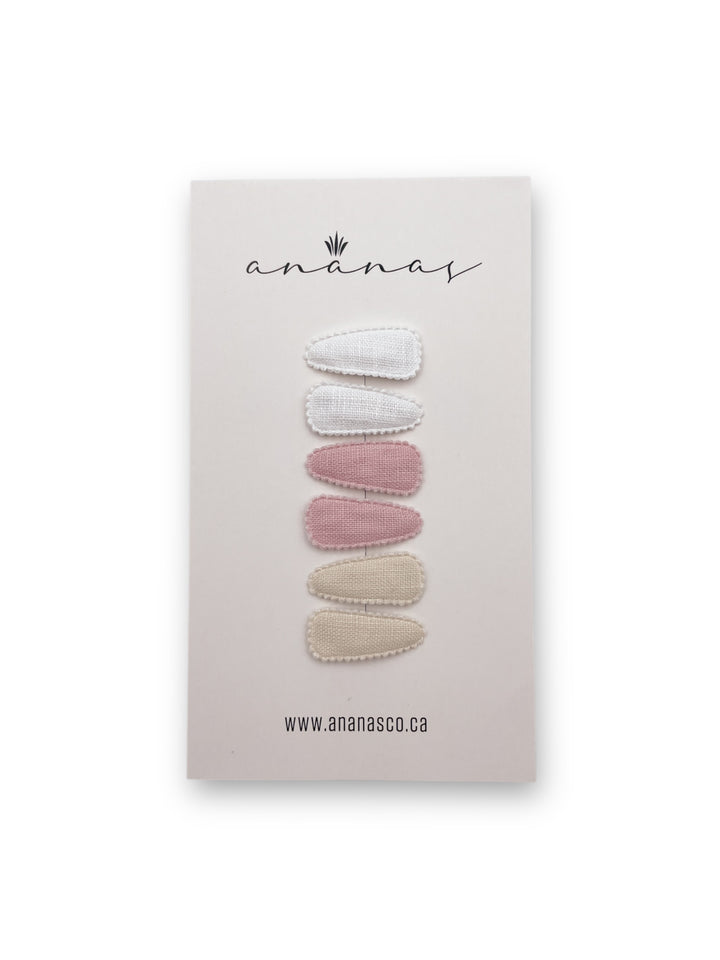 Mini Barrettes "Snap Clip" - Blanc/Rose/Ivoire