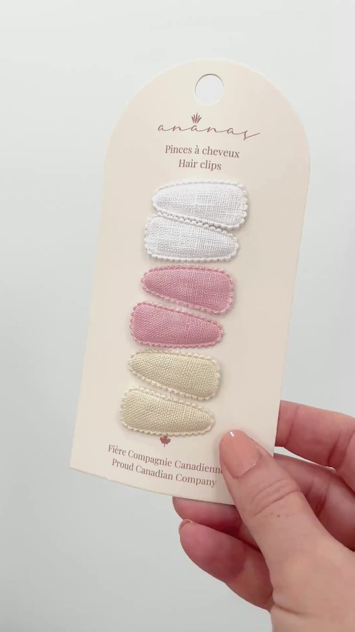 Mini Barrettes - Blanc/Rose/Ivoire